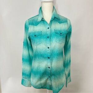 Cruel Girl Western Turquoise Snap Button Front Size S Shirt